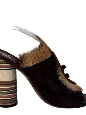 Tory Burch Phoenix Fur Mule Sandals 10.5